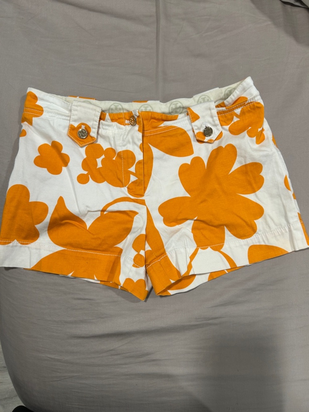 Tory Burch Women's White & Orange Floral CShorts